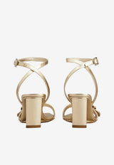 Roger Vivier Belle Vivier 60 Wedge Sandals in Metallic Nappa Leather Gold RVW80544440KAC G005