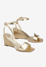 Roger Vivier Belle Vivier 60 Wedge Sandals in Metallic Nappa Leather Gold RVW80544440KAC G005