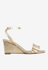 Roger Vivier Belle Vivier 60 Wedge Sandals in Metallic Nappa Leather Gold RVW80544440KAC G005