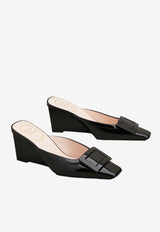 Roger Vivier Belle Vivier 60 Wedge Mules in Patent Leather Black RVW80644380D1P B999