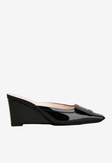 Roger Vivier Belle Vivier 60 Wedge Mules in Patent Leather Black RVW80644380D1P B999
