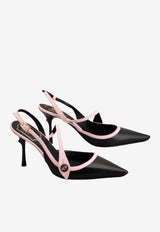 Roger Vivier Rose Vivier 85 Slingback Pumps in Leather Black RVW80744450JPE 1AA6