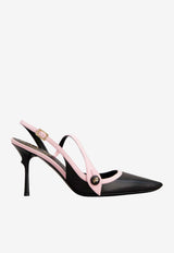 Roger Vivier Rose Vivier 85 Slingback Pumps in Leather Black RVW80744450JPE 1AA6