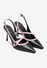 Roger Vivier Rose Vivier 85 Slingback Pumps Black RVW80744450JPE/S_ROGVI-1AA6