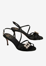 Roger Vivier Efflorescence 65 Sandals in Satin Black RVW80844460RS0 B999