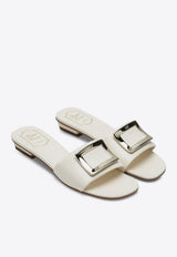 Roger Vivier Belle Vivier Leather Flat Mules White RVW8164492091T/S_ROGVI-C019