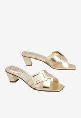 Roger Vivier Belle Vivier 45 Mules in Metallic Leather Gold RVW82045010KAC G005
