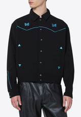 Needles Embroidered Buttoned Shirt Black RW259PL/R_NEEDL-BLK