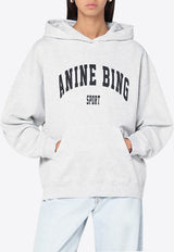 Anine Bing Harvey Logo Print Hooded Sweatshirt Gray S-08-5185-030CO/R_ANINE-030