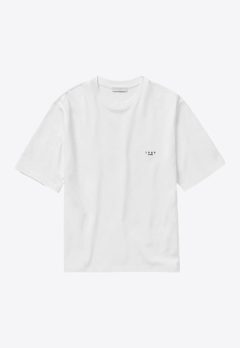 1989 Studio Logo Embroidered Crewneck T-shirt White S03UEB001JER002/Q_1989-4000