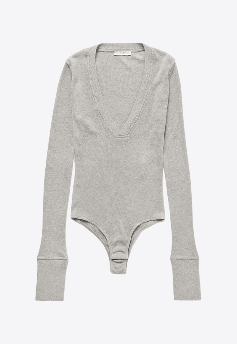 1989 Studio Waffle V-neck Bodysuit Gray S03WEG001JER001/Q_1989-1100