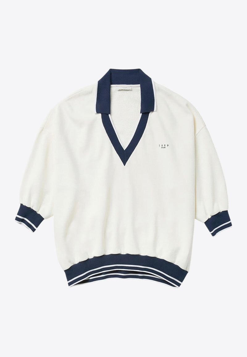 1989 Studio JP V-neck Polo T-shirt White S03WMH001FLE001/Q_1989-4100