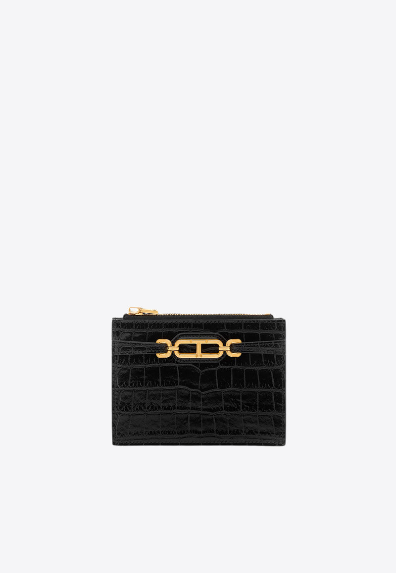 Tom Ford Whitney Zipped Cardholder in Croc Embossed Leather S0476-LCL395X 1N001 Black