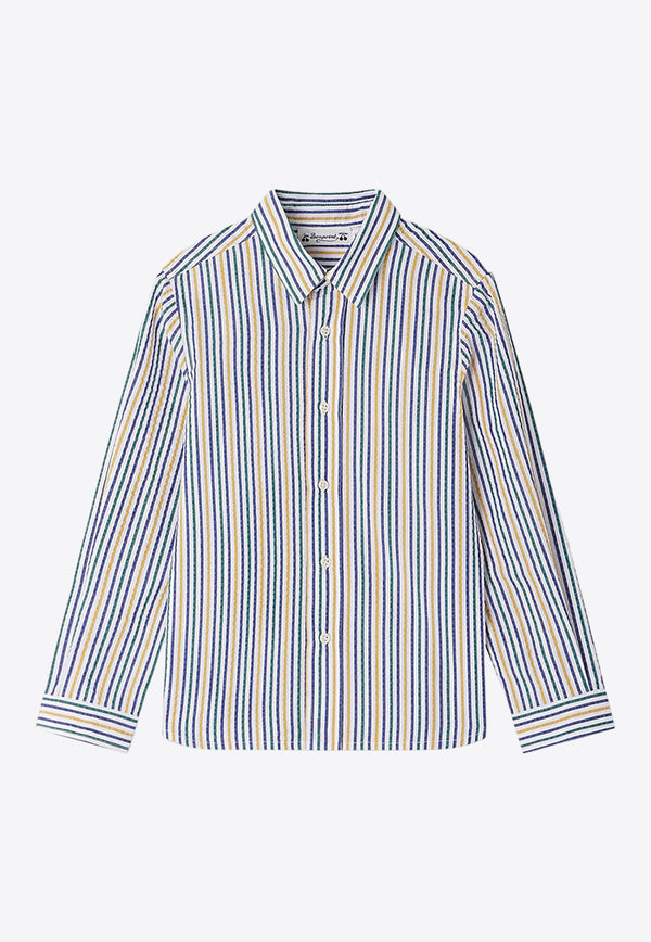 Bonpoint Boys Tangui Striped Long-Sleeved Shirt Blue S04BSHW00023-BCO/O_BONPO-273