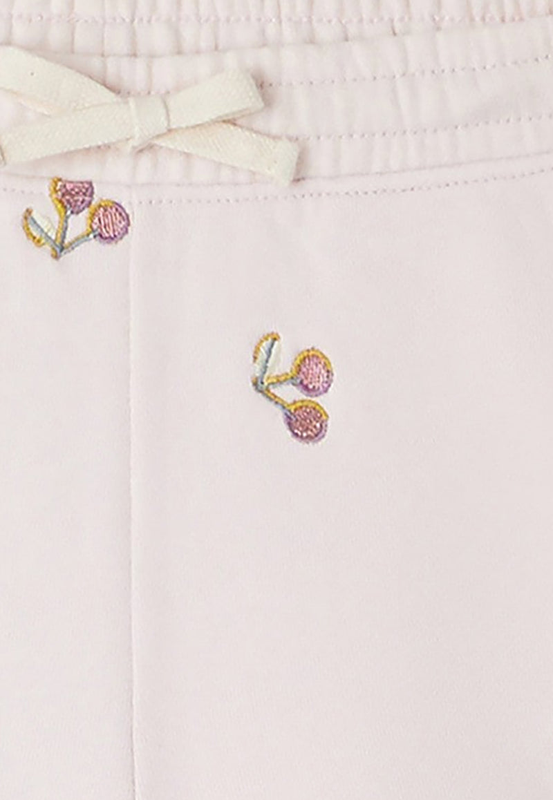 Bonpoint Girls Caroline Cherry Embroidered Shorts Pink S04GBEK00005-ACO/O_BONPO-125B