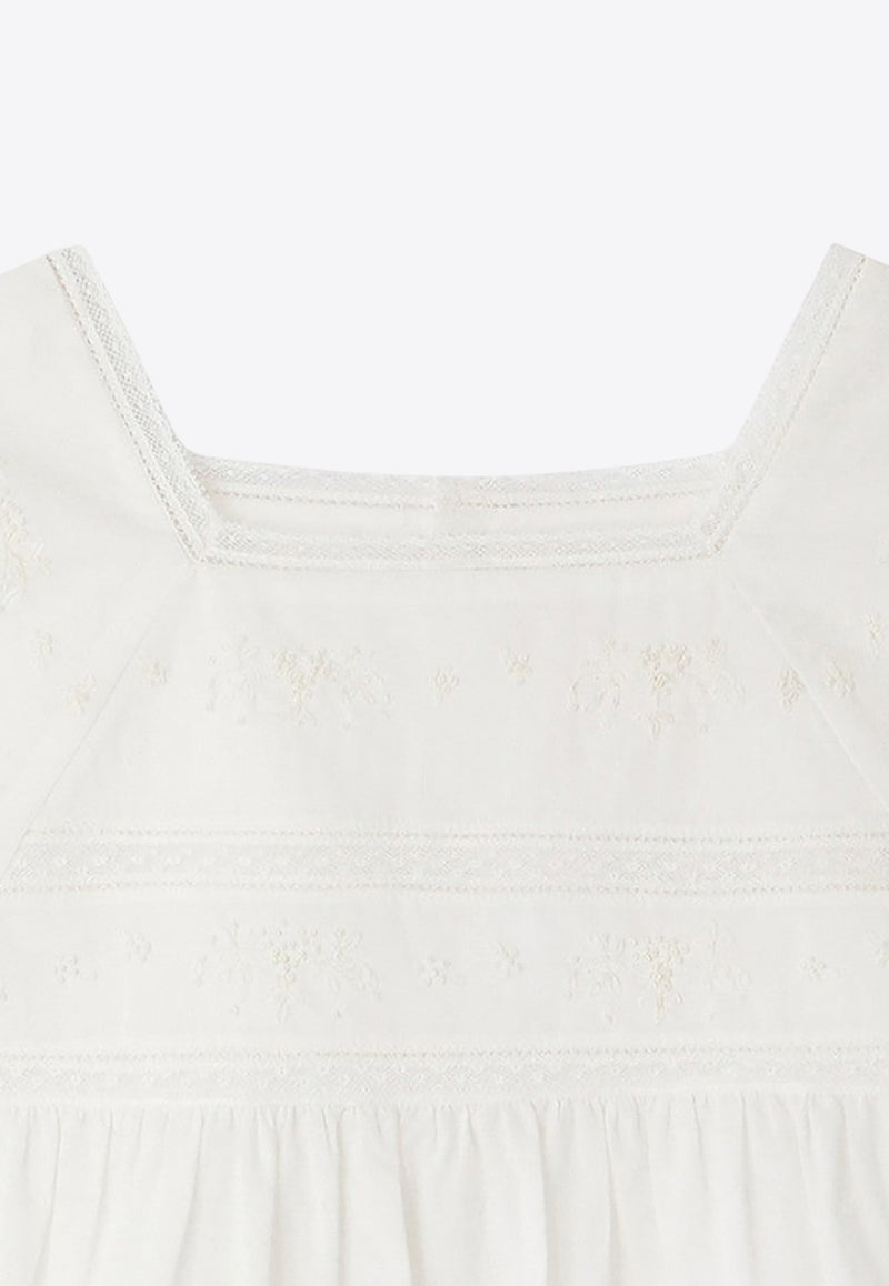 Bonpoint Girls Flower Blouse with Lace Detail White S04GBLW00001-BCO/O_BONPO-002