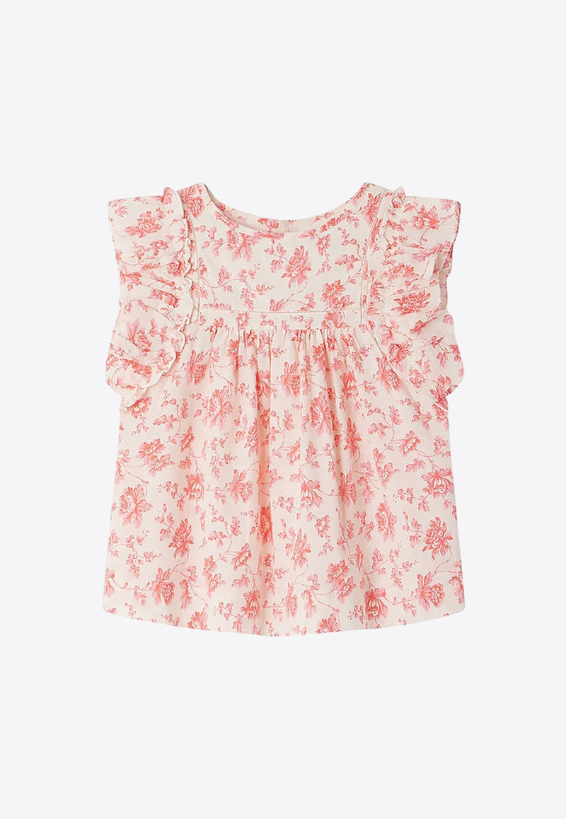 Bonpoint Girls Celene Floral Print Top Pink S04GBLW00004-ACO/O_BONPO-528