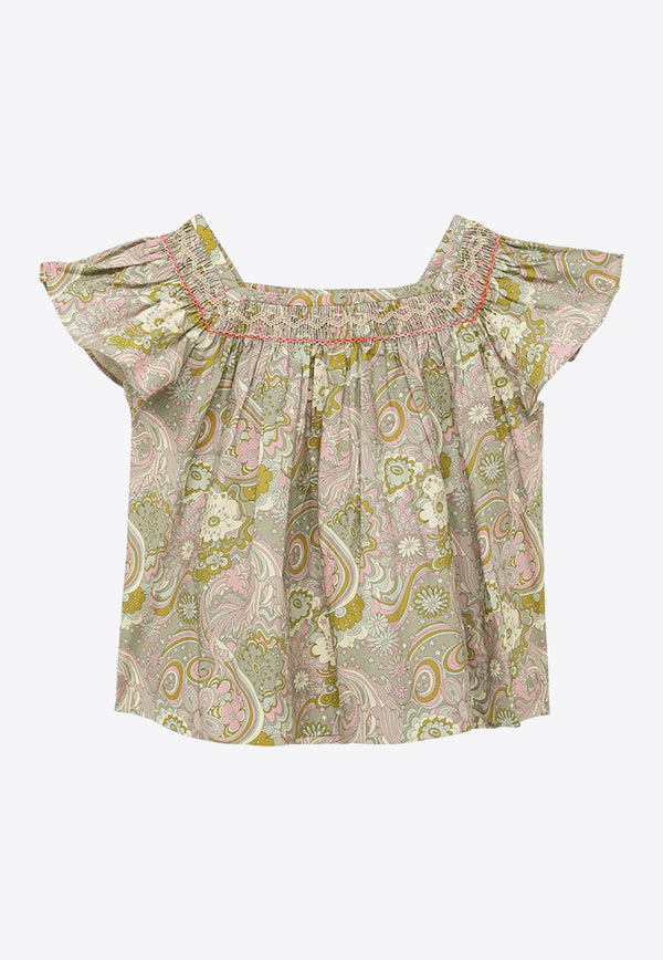 Bonpoint Girls Floral Ruffle-Sleeved Blouse S04GBLW00015-BCO/O_BONPO-656