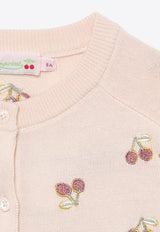 Bonpoint Girls Aizoon Cherry Embroidered Cardigan Pink S04GCAK00004-BCO/O_BONPO-120