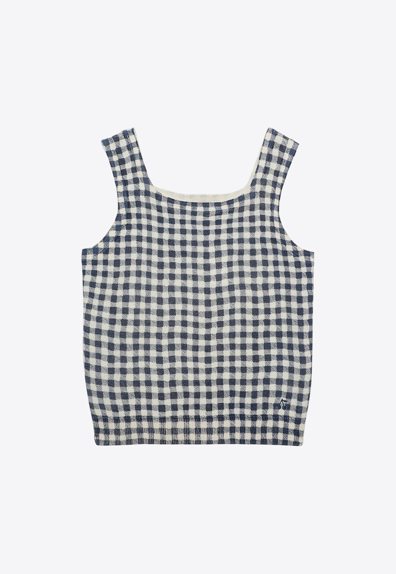 Bonpoint Girls Fabelin Sleeveless Checked Top Blue S04GJUK00001-ACO/O_BONPO-370