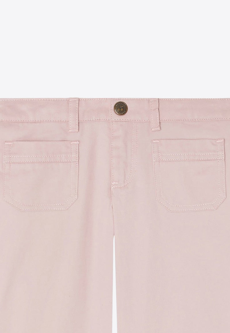 Bonpoint Girls Junon Logo Patch Flared Pants Pink S04GPAW00052-ACO/O_BONPO-024