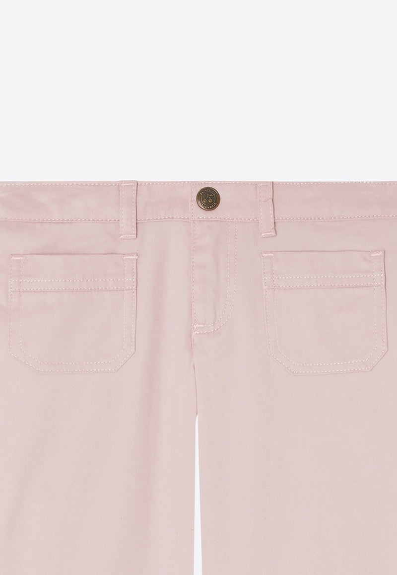 Bonpoint Girls Junon Logo Patch Flared Pants Pink S04GPAW00052-BCO/O_BONPO-024