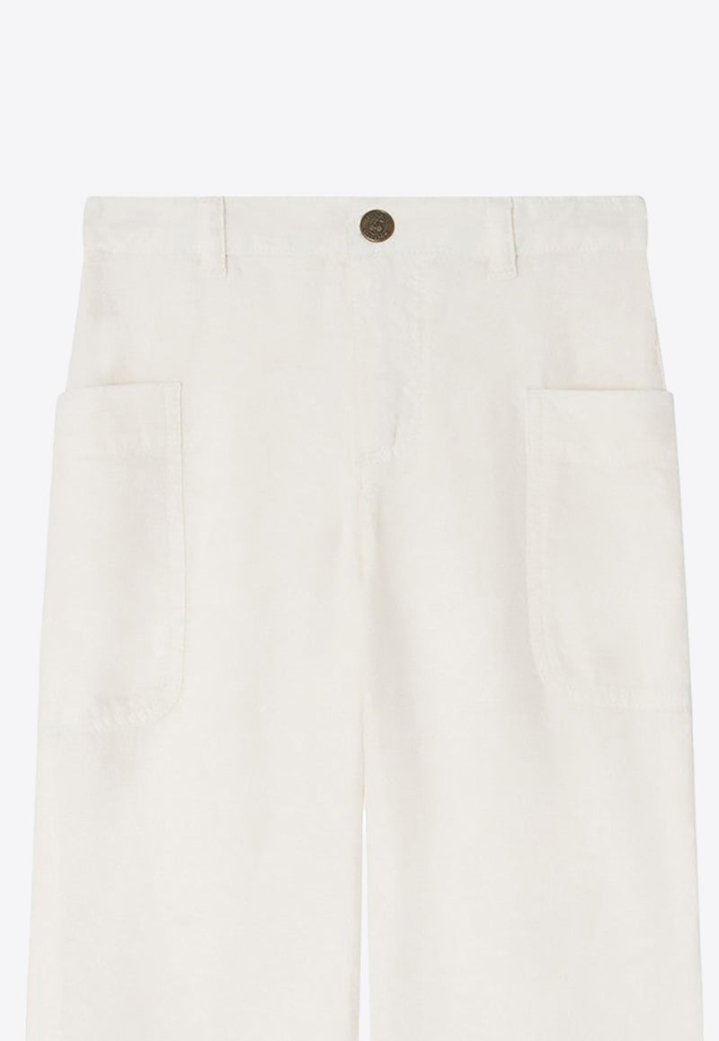 Bonpoint Girls Looping Straight-Leg Pants White S04GPAW00054-AVI/O_BONPO-002