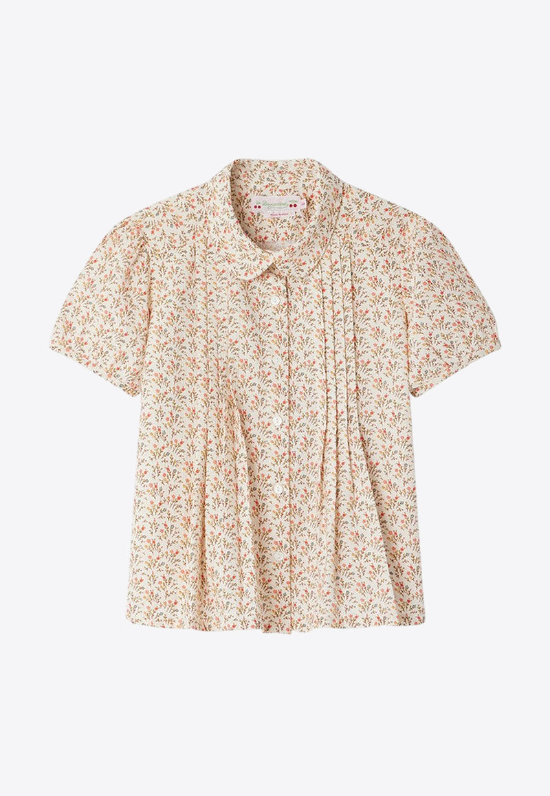 Bonpoint Girls Fiammetta Floral Print Shirt Beige S04GSHW00004-ACO/O_BONPO-560A