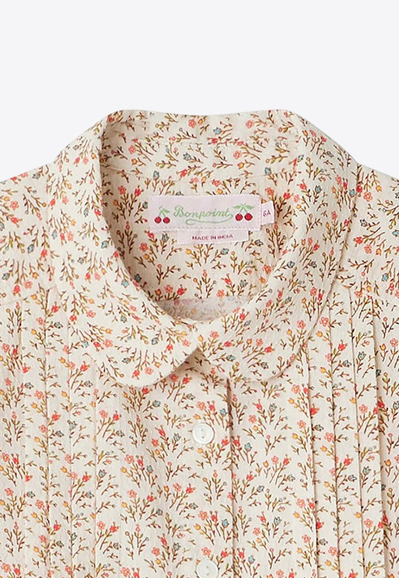 Bonpoint Girls Fiammetta Floral Print Shirt Beige S04GSHW00004-ACO/O_BONPO-560A