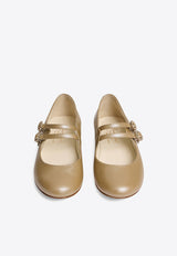 Bonpoint Girls Tam Mary-Jane Ballet Flats Gold S04GSOL00006-BLE/O_BONPO-032C