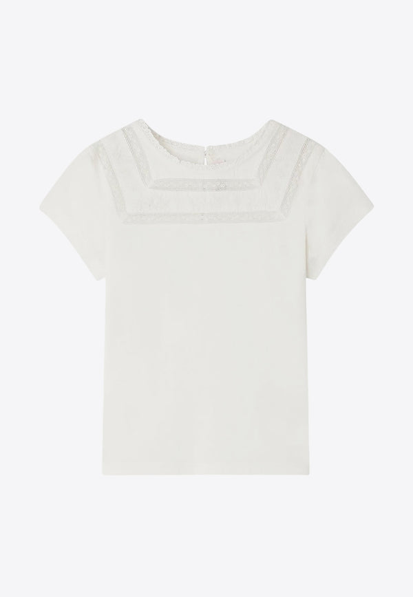 Bonpoint Girls Fina T-shirt with Lace Inserts White S04GTSK00006-ACO/O_BONPO-002