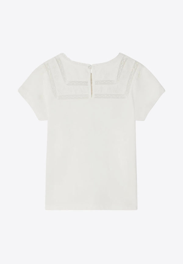 Bonpoint Girls Fina T-shirt with Lace Inserts White S04GTSK00006-BCO/O_BONPO-002