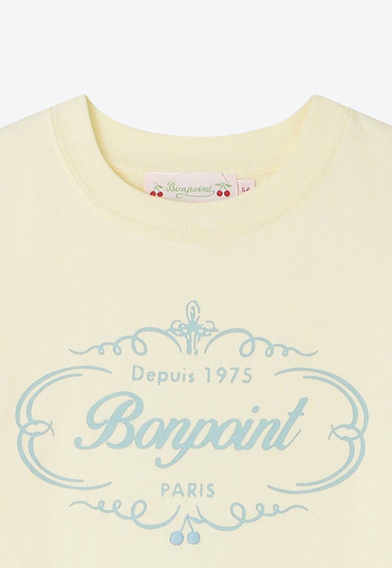 Bonpoint Girls Thida Logo Print T-shirt Yellow S04GTSK00009-ACO/O_BONPO-131A