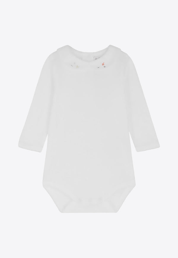 Bonpoint Baby Girls Cygne Embroidered-Collar Onesie White S04NUNK00003CO/O_BONPO-134