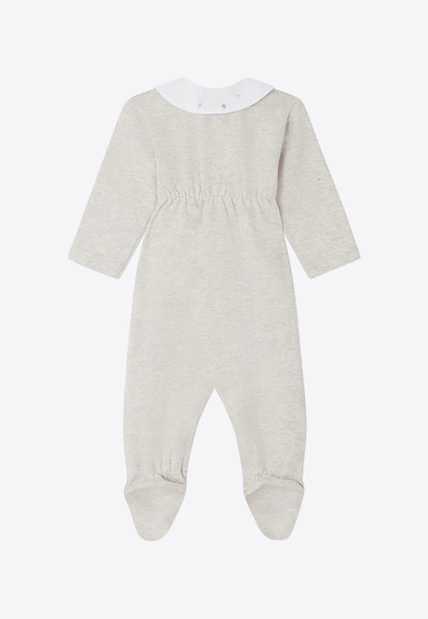 Bonpoint Babies Tilouan Embroidered Jumpsuit Gray S04ONIK00002CO/O_BONPO-156B