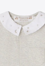 Bonpoint Babies Tilouan Embroidered Jumpsuit Gray S04ONIK00002CO/O_BONPO-156B