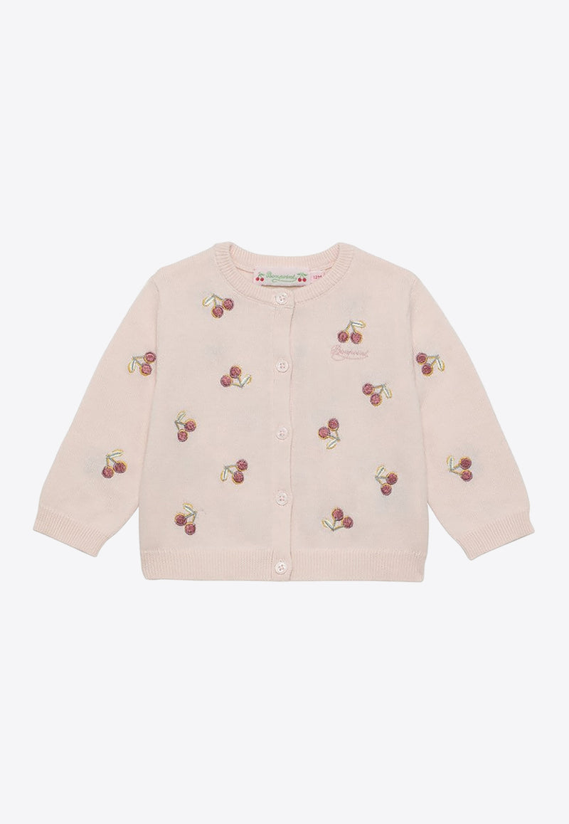 Bonpoint Baby Girls Claudie Cherry Embroidered Cardigan Pink S04XCAK00002-ACO/O_BONPO-120