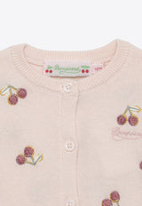 Bonpoint Baby Girls Claudie Cherry Embroidered Cardigan Pink S04XCAK00002-ACO/O_BONPO-120