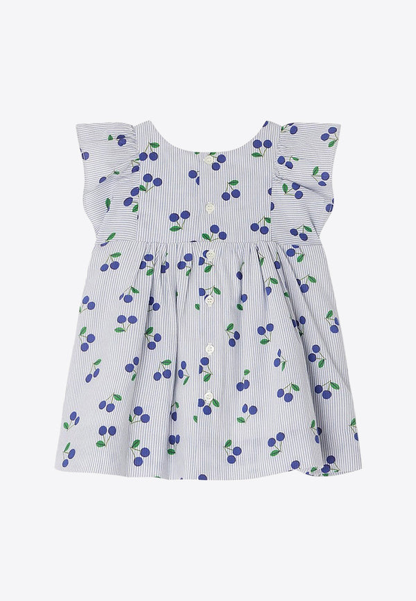 Bonpoint Baby Girls Lulu Cherry Print Dress Light Blue S04XDRW00025-BCO/O_BONPO-210A