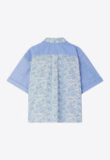 Bonpoint Girls Elyas Patchwork Button-Up Shirt Blue S05GSHW00001-BCO/Q_BONPO-915A