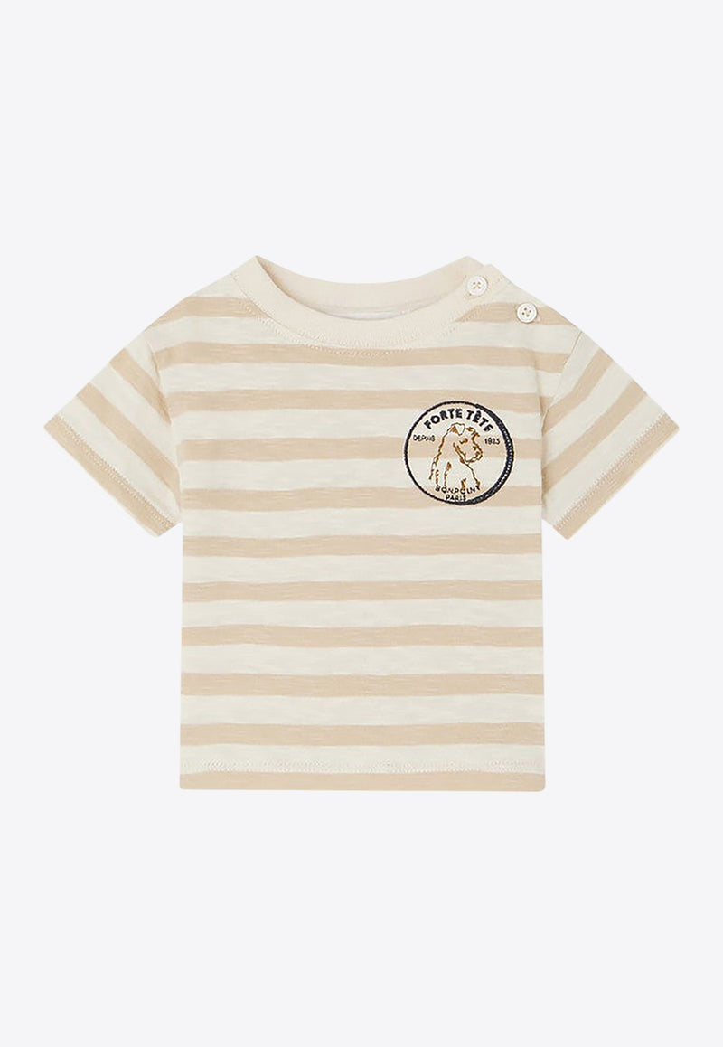 Bonpoint Babies Gaye Striped T-shirt Beige S05YTSK00007-BCO/Q_BONPO-260
