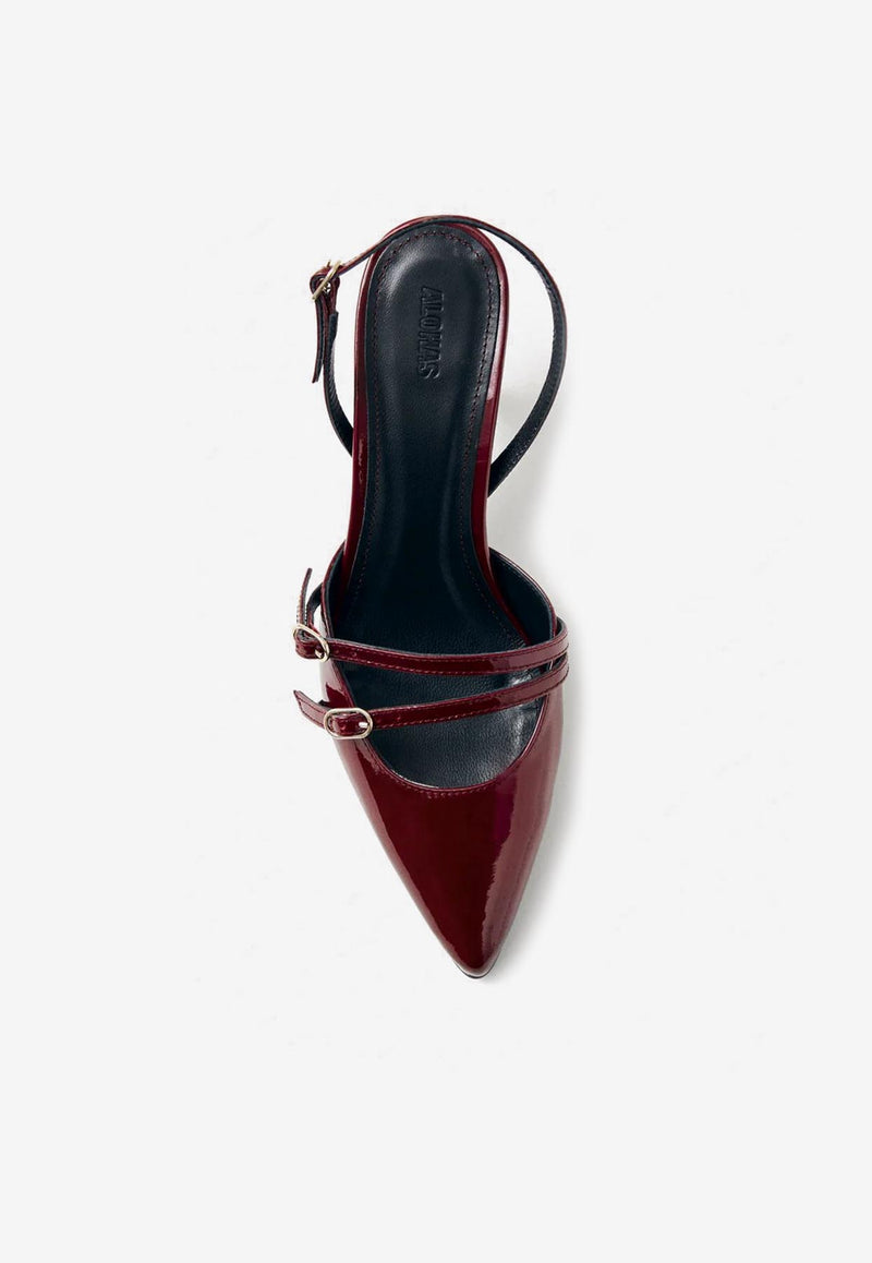 ALOHAS Joelle 75 Patent Leather Slingback Pumps Burgundy S100441-01_BURGUNDY