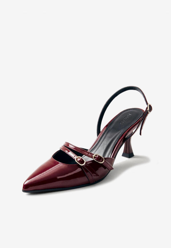 ALOHAS Joelle 75 Patent Leather Slingback Pumps Burgundy S100441-01_BURGUNDY