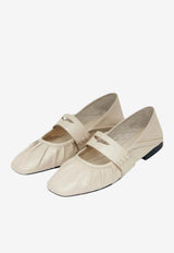 ALOHAS Bargo Pleated Leather Ballet Flats Cream S101033-04_CREAM