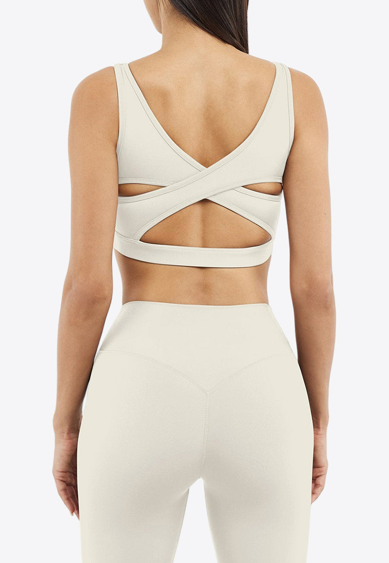 The Giving Movement Strappy-Back Sports Bra Ivory S1197_IVORY