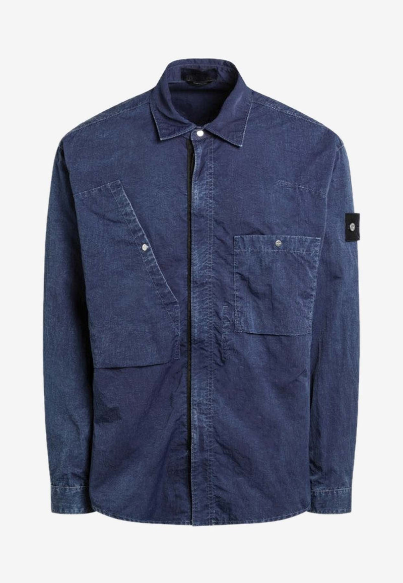 Stone Island Compass Logo Denim-Effect Shirt Blue S151100009S00J3/R_STONE-V0021