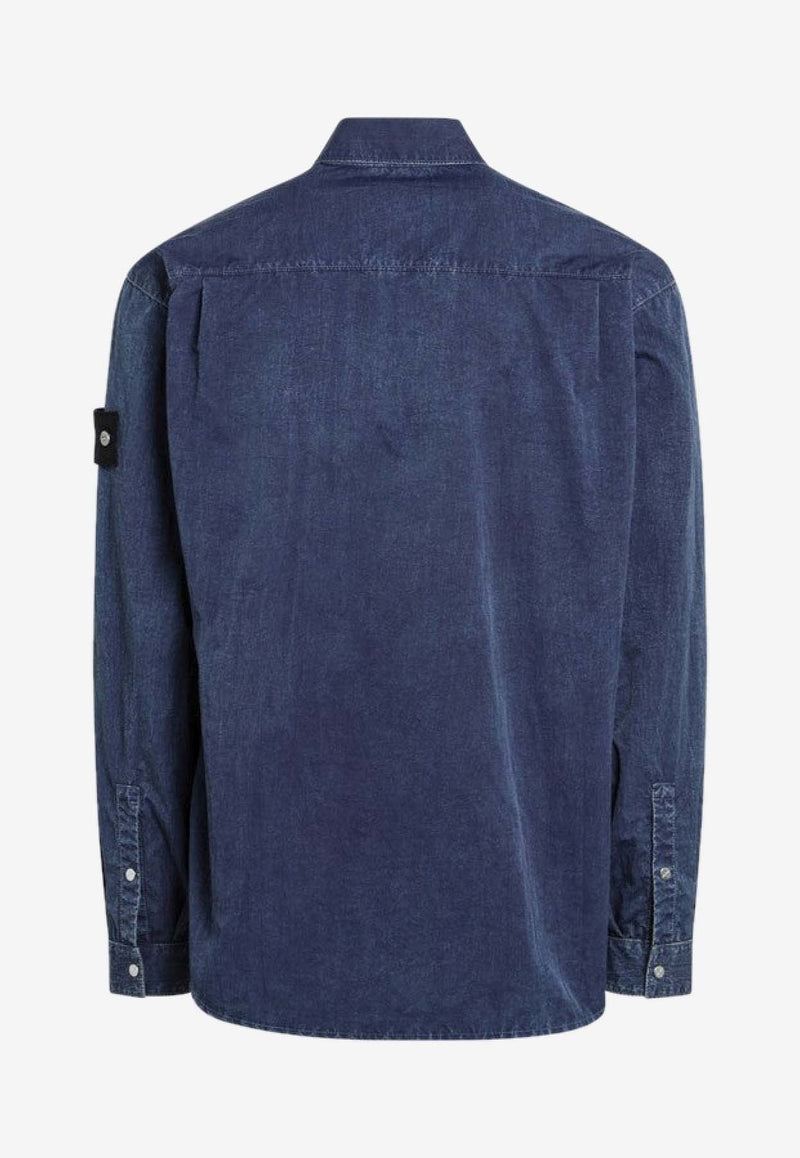 Stone Island Compass Logo Denim-Effect Shirt Blue S151100009S00J3/R_STONE-V0021