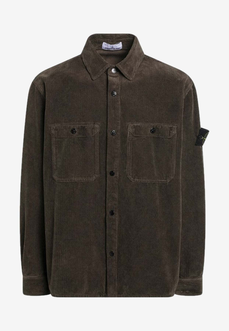 Stone Island Compass Logo Corduroy Shirt Green S151200012S0212/R_STONE-V0054