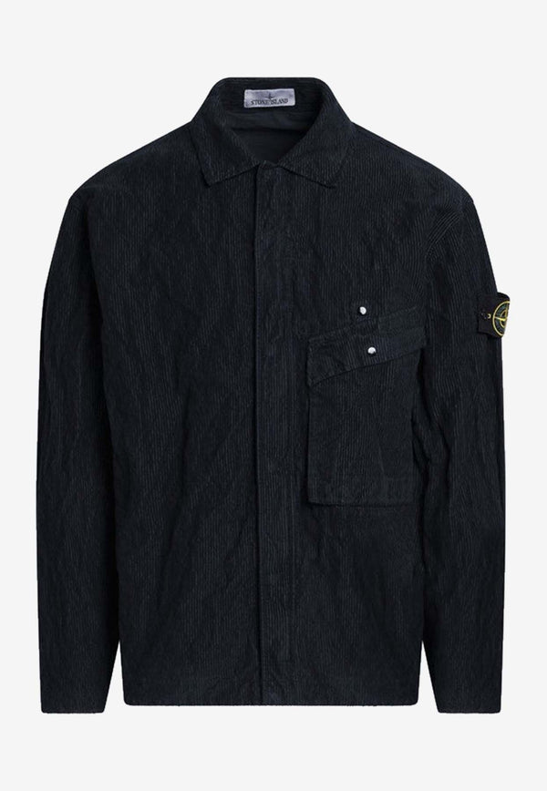Stone Island Logo Patch Corduroy Shirt  Navy S151200020S0229/R_STONE-V0020