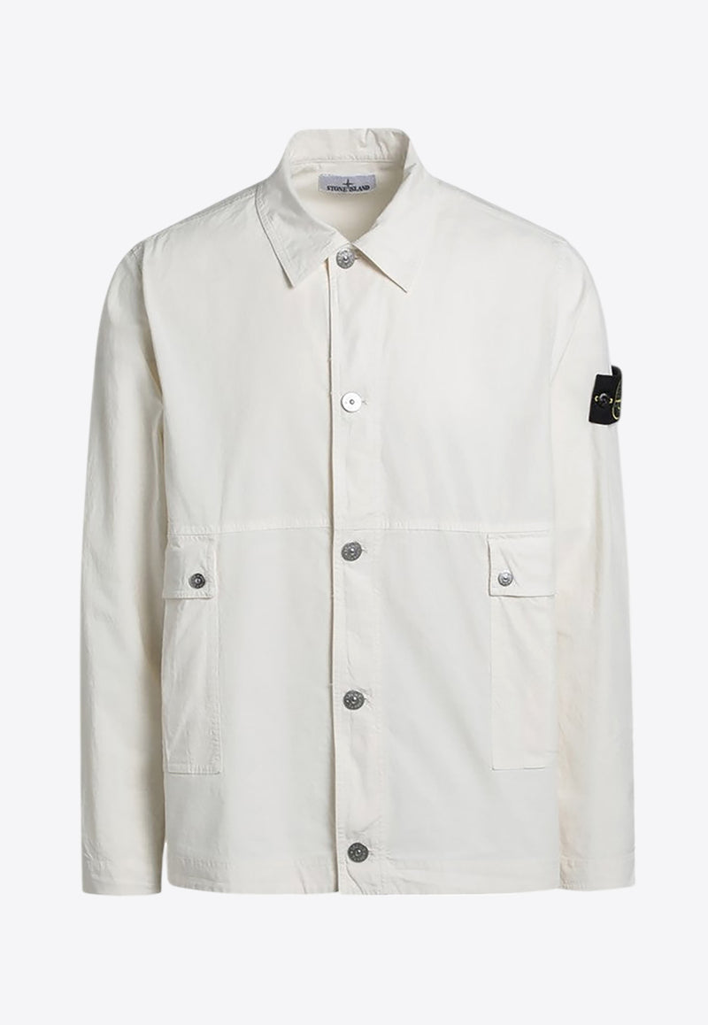 Stone Island Compass Patch Button-Up Jacket White S151200026S0063/Q_STONE-V0093